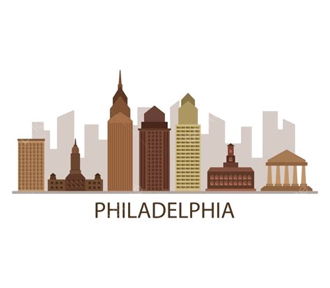 Philadelphia Skyline Historic Isolated Philly Vector Historic