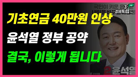 기초연금 40만원 인상 윤석열 정부 공약 결국 이렇게 됩니다 31경제독립tv Youtube