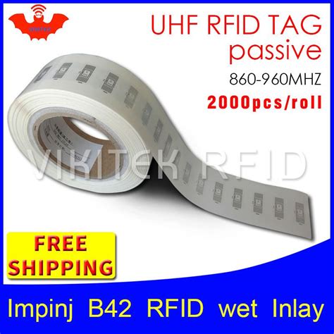 RFID Tag UHF Sticker Impinj B42 EPC6C Wet Inlay 915mhz868mhz860 960MHZ