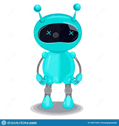 Robot Lindo Azul Aislado En El Fondo Blanco Gr Ficos De Vector Stock De