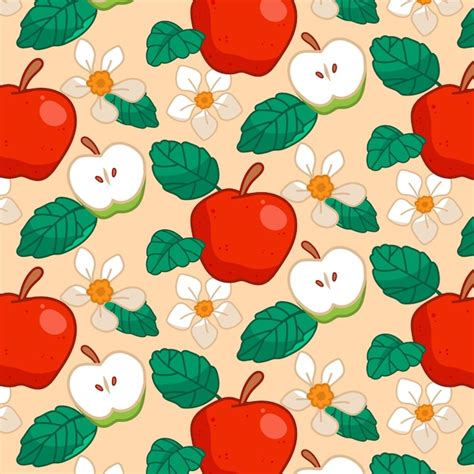 Free Vector Hand Drawn Apple Fruit Pattern Design