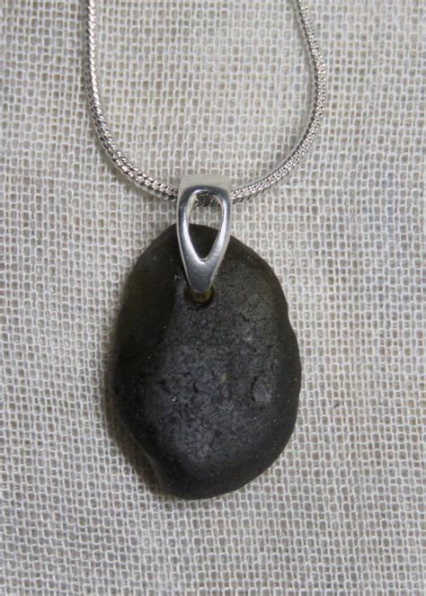 Black Pirate Sea Glass Silver Pendant Necklace Handmade In Etsy Uk