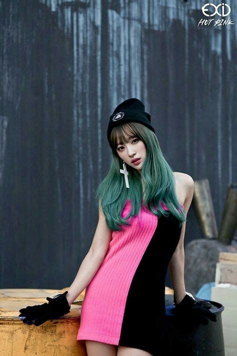 Exid Hot Pink Hani Hani Fashion Green Hair