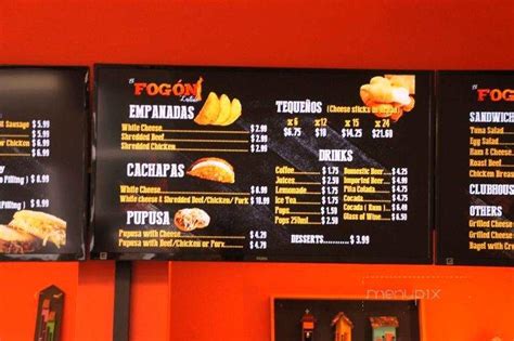 Menu Of El Fogon Latino In Edmonton AB T5B 0R8