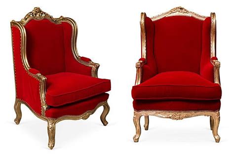 Antique Red Velvet Chairs Pair On Red Velvet Chair