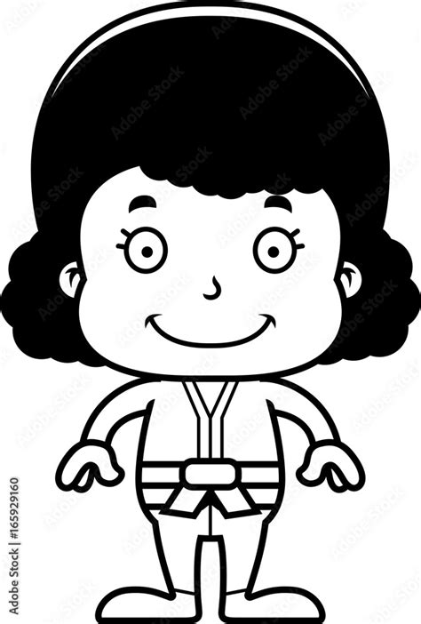 Cartoon Smiling Karate Girl Stock Vector | Adobe Stock