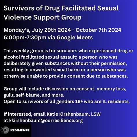 Drug Facilitated Sexual Assault Support Group For Survivors Resilience