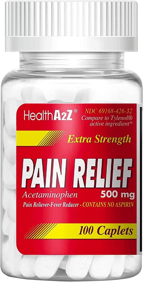 HealthA2Z Extra Strength Pain Relief 100 Caplets Acetaminophen