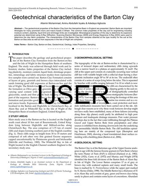 Pdf Geotechnical Characteristics Of The Barton Clay Ijser