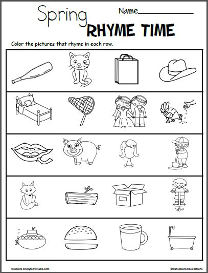 Spring Color the Rhymes Worksheets - Made By Teachers