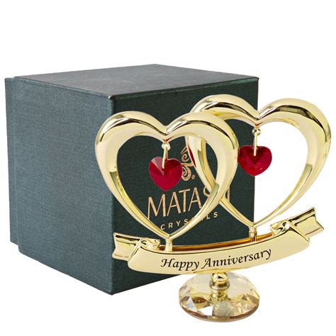 Matashi 24K Gold Plated Beautiful Happy Anniversary Double Heart