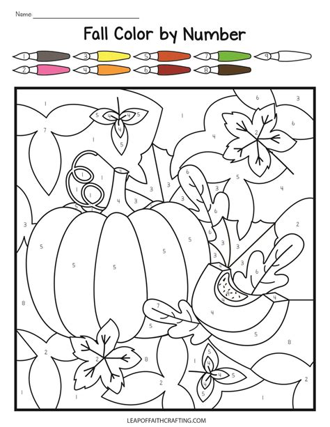 Free Fall Color By Number Printables 6 Sheets Leap Of Faith Crafting