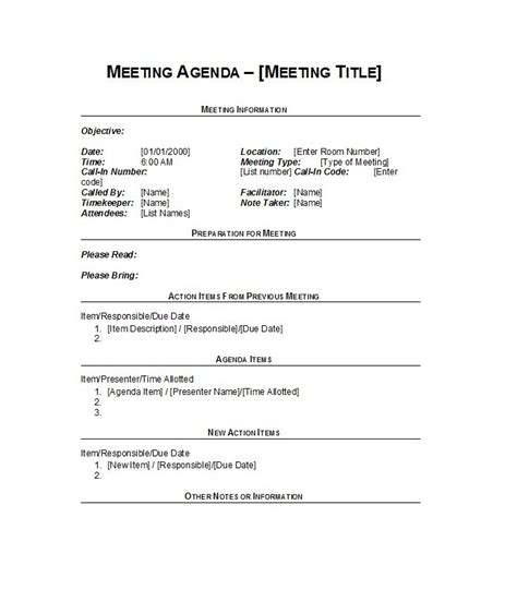 46 Effective Meeting Agenda Templates Template Lab