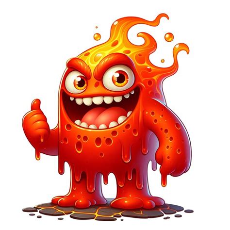 Premium Photo | Funny magma monster in white background