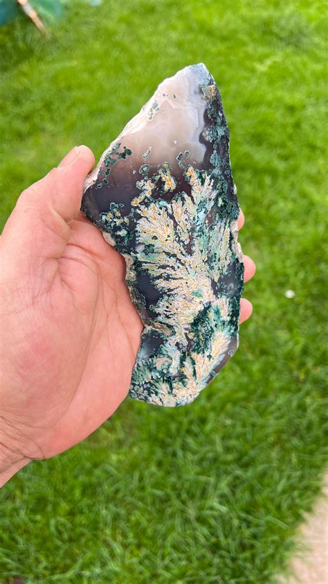 Quality Plume Agate Stone High Quality Moss Agate Rough Slab Etsy