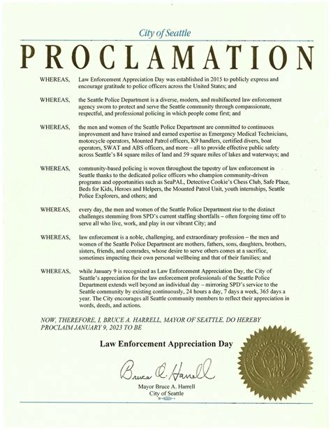 Seattle Mayor Bruce Harrell Proclaims Monday January 9 2023 As Law