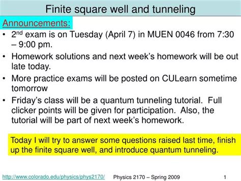 Ppt Finite Square Well And Tunneling Powerpoint Presentation Free