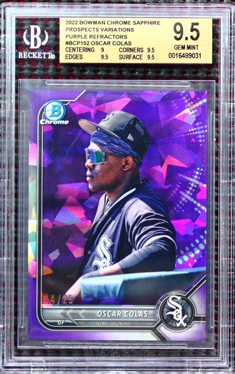 Oscar Colas Bowman Chrome Sapphire Prospect Purple Refractor Bgs