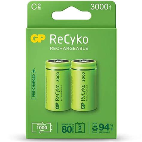 GP ReCyko Pack De 2 Pilas Recargables 3000mAh C 1 2V Precargadas