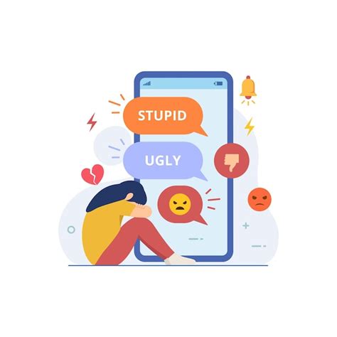 Premium Vector Cyber Bullying In Social Media Side Effect Vector Illustration