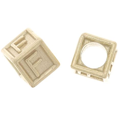 Cuenta letra alfabético cubo 5 mm con agujero F Plata 925 Dorado con