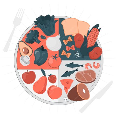 Free Vector | Healthy eating plate concept illustration