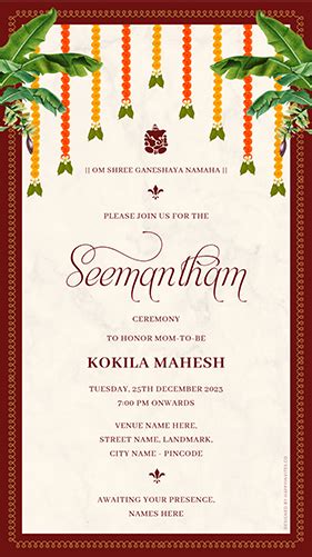 Traditional Seemantham Invitation Online Happy Invites In 2023 Baby