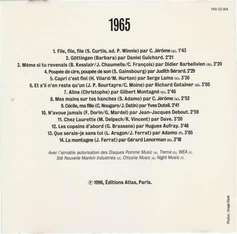 Les plus belles chansons françaises 1965 by Various 1996 CD