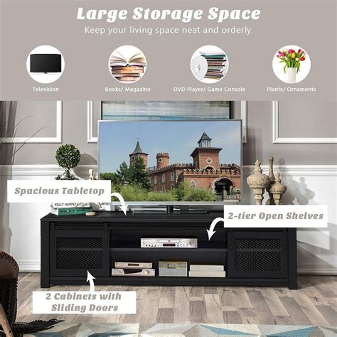 Buy Tangkula Farmhouse Tv Stand Living Room Console Storage Cabinet