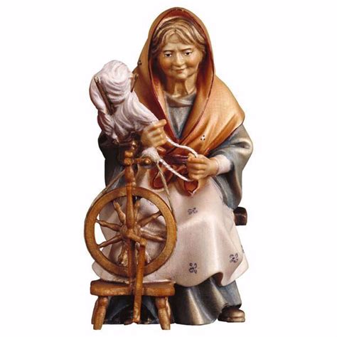 Old Woman With Spinning Wheel Cm Inch Hand Painted Ulrich