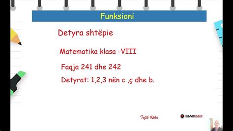 Klasa 8 Matematikë Funksioni Youtube