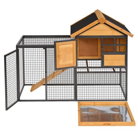 PawHut Wood Metal Rabbit Guinea Pig Hutch Elevated Pet House Bunny Cage