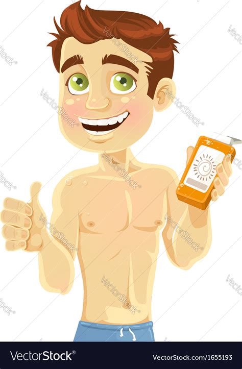 Young Man With Cream For Sunburn Royalty Free Vector Image