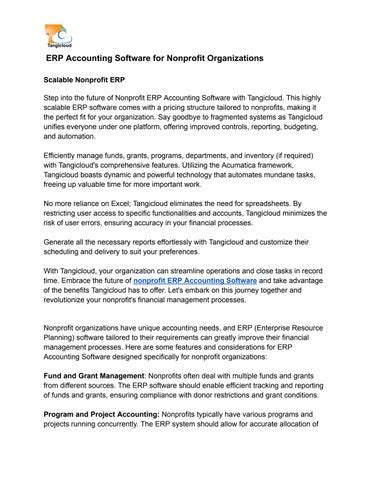 Erp Accounting Software For Nonprofit Organizations By Tangicloud Issuu