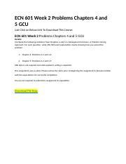 ECN 601 Week 2 Problems Chapters 4 And 5 GCU Docx ECN 601 Week 2