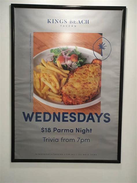 Menu At Kings Beach Tavern Pub And Bar Caloundra