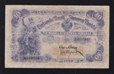 FINLAND 10 MARKKAA 1898 F VF RARE EBay