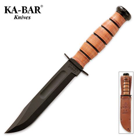 KA-BAR Army Straight Knife with Leather Sheath | BUDK.com - Knives ...