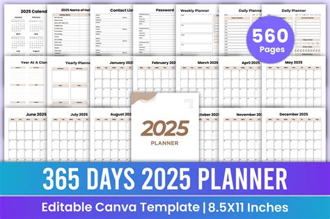 365 Days 2025 Planner Canva Kdp Interior Graphic By A2zdesign