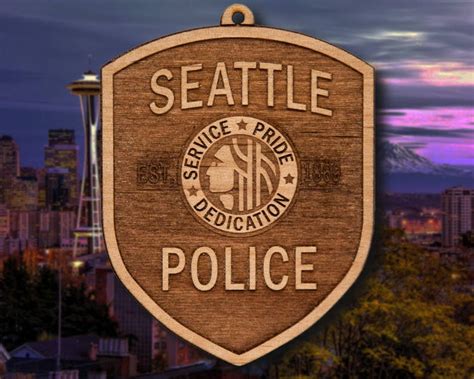 Wooden Seattle Pd Badge Or Shoulder Patch Ornament Etsy