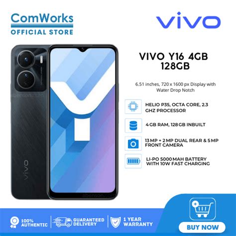 Comworks Vivo Y16 4gb 64gb 128gb 651 Inches Lazada Ph