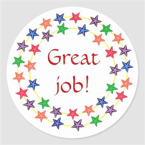 Great Job Stickers Circles Of Colorful Stars Classic Round Sticker