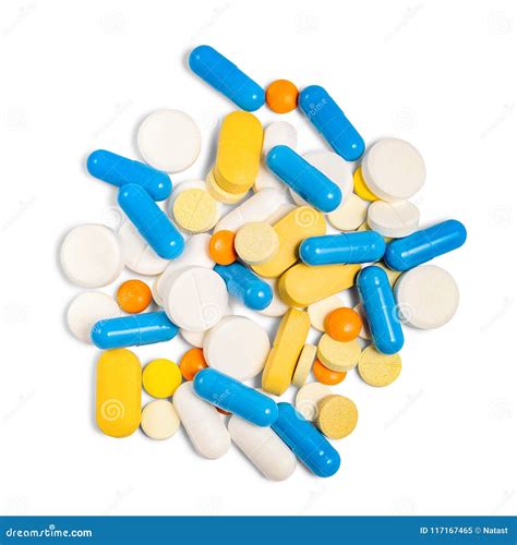 A Pile Of Different Pills Tablets And Capsules Top View Stock Image