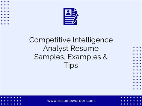 Competitive Intelligence Analyst Resume Samples Examples Tips