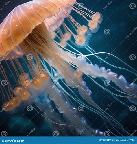 A Graceful Jellyfish With Glowing Tentacles Guarding The Depths Of The