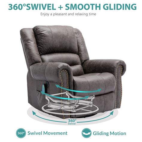 MEETWARM Massage Swivel Recliner, Heat/Vibration, 360°Swivel, USB Ports ...