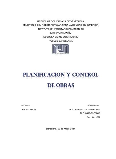 Planificación y Control de Obras