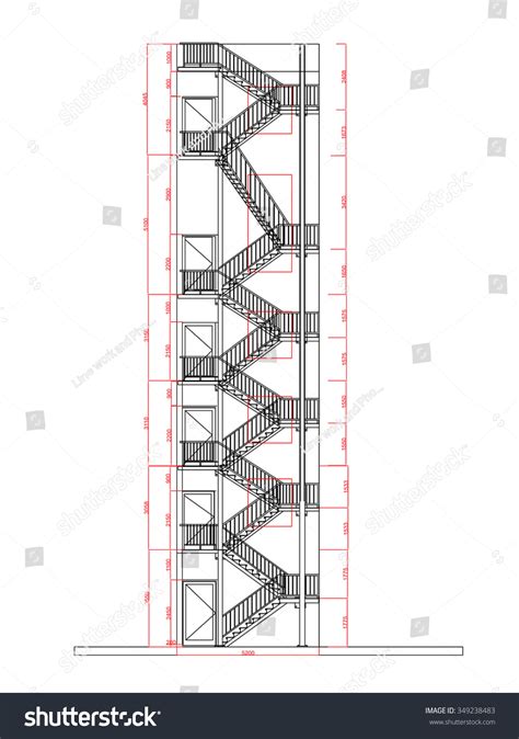 Fire Escape Stair Building Vector Illustration Stock Vector 349238483