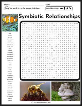 Symbiotic Relationships Word Search Puzzle By Word Searches To Print