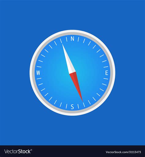 Compass Flat Design Blue Background Showing North Vector Image